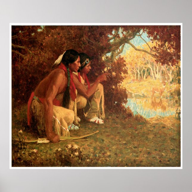 Eanger Irving Couse jagar Hjort Poster (Framsidan)