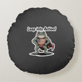 eap Into Action! Super Frog Sticker Rund Kudde