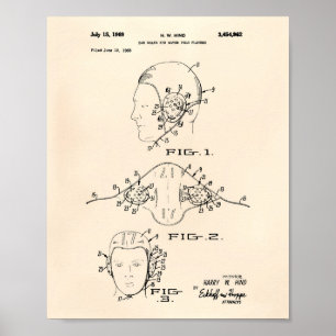 Ear Guard Vatten Polo 1969 Patent Art Old Peper Poster