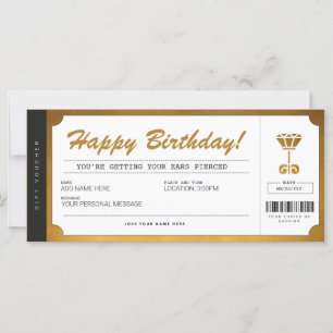 Ear Piercing Guld Gift Voucher Certificate