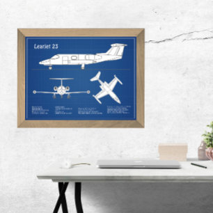 Earjet 23 - Flygplan Blueprint Teckning Plans ABD Fototryck