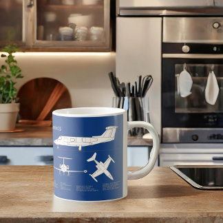 Earjet 23 - Flygplan Blueprint Teckning Plans ABD Kaffemugg