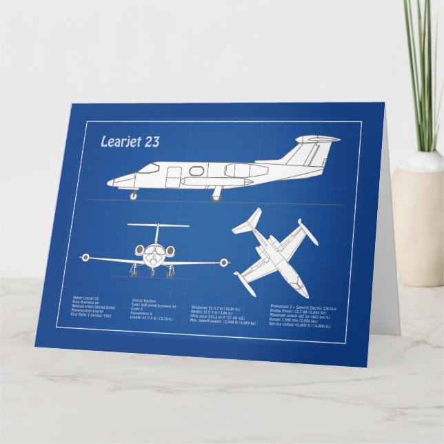 Earjet 23 - Flygplan Blueprint Teckning Plans ABD Tack Kort (Framsida)