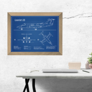 Earjet 23 - Flygplan Blueprint Teckning Plans AD Fototryck