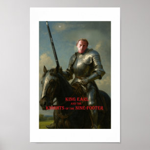 Earl Strickland på häst, i pansar, med stor svans. Poster