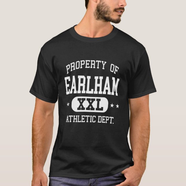Earlham Retro Athletic Egendom Dept T Shirt (Framsida)