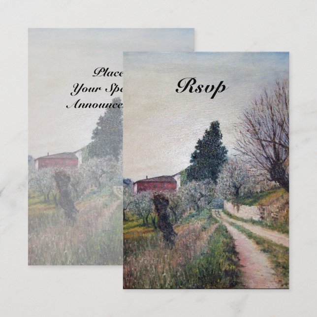 EARLIEST VÅR I TUSCANY LANSCAPE osa Inbjudningar (Fram/baksida)