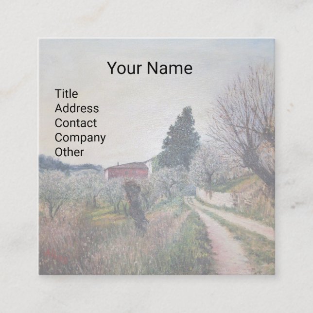 EARLIEST VÅR I VERNALESE / Toscana Ligcape Fyrkantigt Visitkort (Framsida)