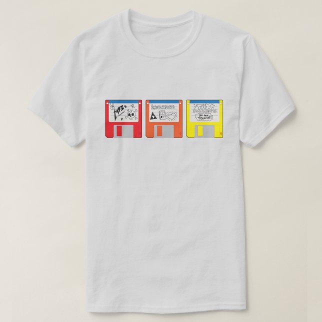 Early 2000s Retro Media Floppy Disks T Shirt (Design framsida)