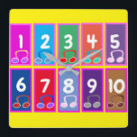 Early Maths Numbers 1 to 10 Wall Clock Fyrkantig Klocka<br><div class="desc">Custom Early Maths for Kindy and Grades 1 to 2. Numbers 1 to 10 to Practice Numbers. The numbers can be changed.</div>