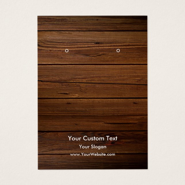 Earring Jewellery Display Card, Rustic Wood Ring Visitkort (Framsidan)