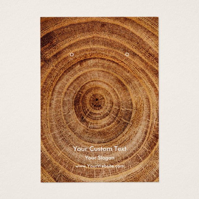 Earring Jewellery Display Card, Rustic Wood Ring Visitkort (Framsidan)