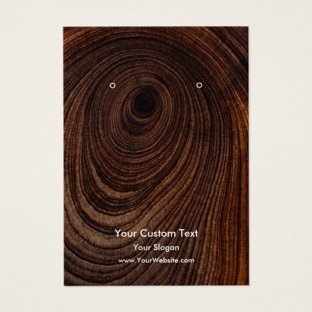 Earring Jewellery Display Card, Rustic Wood Ring Visitkort (Framsidan)