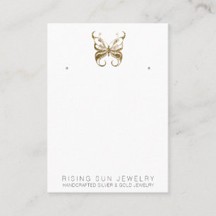 *~* EARRING VISNING QR Guld Glitter Butterfly Visitkort