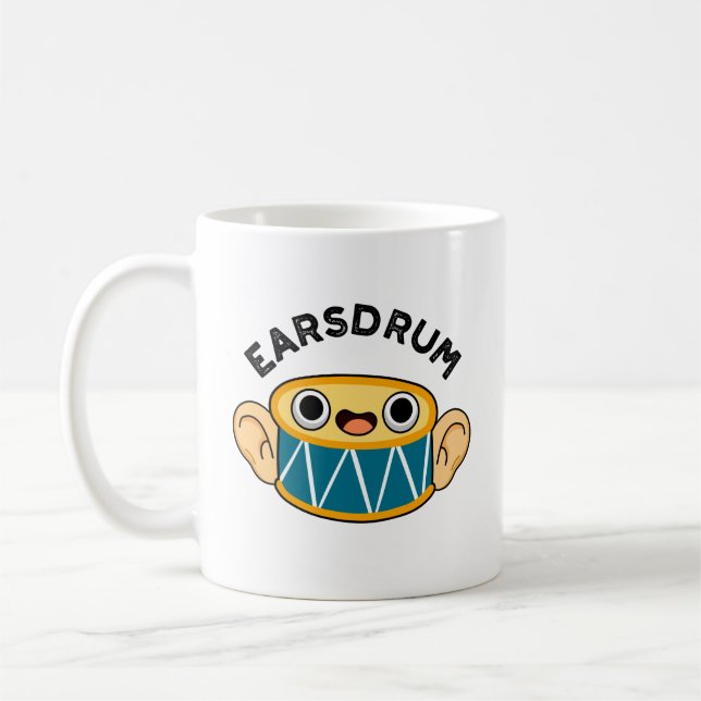 Earsdrum Funny Drummer Eardrum Pun Kaffemugg (Vänster)