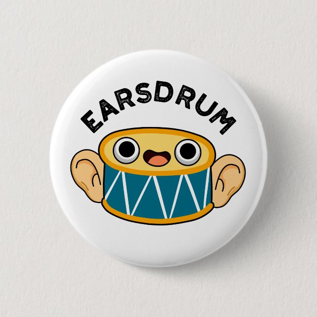 Earsdrum Funny Drummer Eardrum Pun Knapp (Framsida)