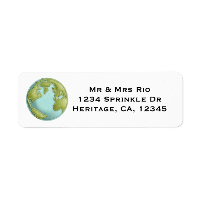 Earth 3D Stitched Mönster Address Label Returadress Etikett (Framsidan)