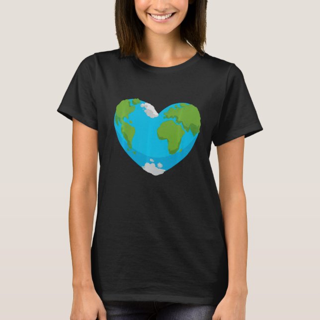 Earth Art Planet Funny Artwork Graphic Heart Premi T Shirt (Framsida)