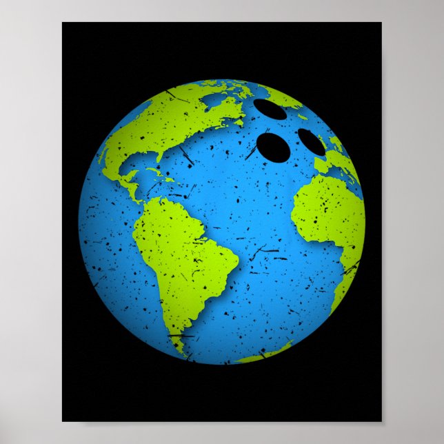 Earth Bowling Ll. Jorden Dag Favors. Funny Earth D Poster (Framsidan)