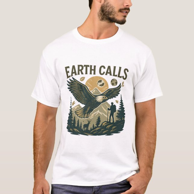 Earth Calls Eagle Mountain Naturdesign T Shirt (Framsida)