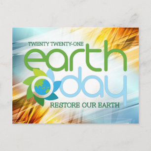 Earth Day 2021 - Restore Vår Earth Button Vykort