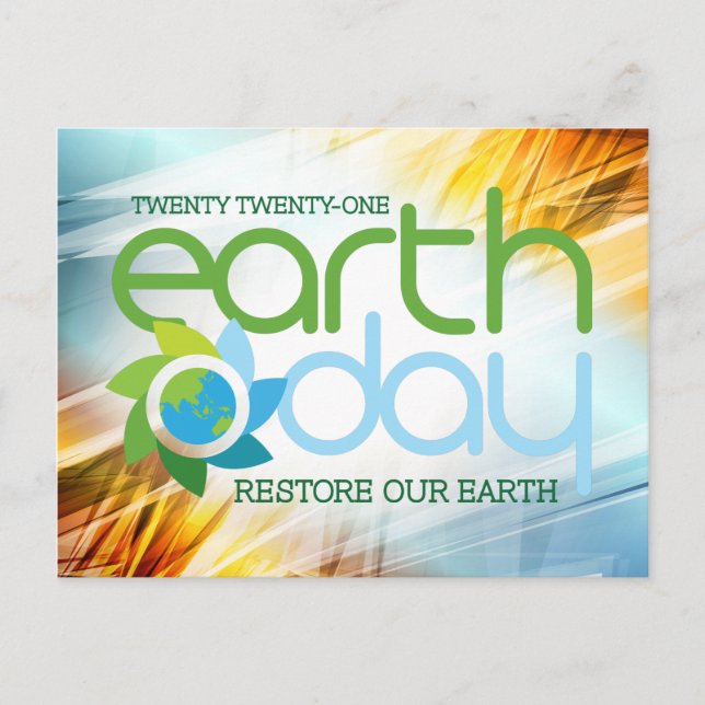 Earth Day 2021 - Restore Vår Earth Button Vykort (Framsida)