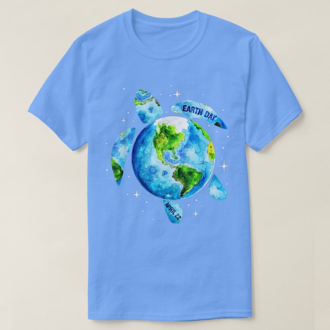 Earth Day 2022 Restore Earth Sea Turtle Art Spara  T Shirt (Design framsida)