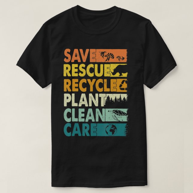 Earth Day 2023 Spara Bees Rädding Animals Recycled T Shirt (Design framsida)