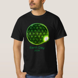 Earth Day 2024 Grönt Sparkling Flower of Life T Shirt