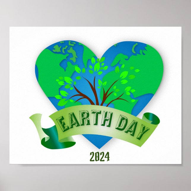 Earth Day 2024 Heart-Grönten Poster (Framsidan)