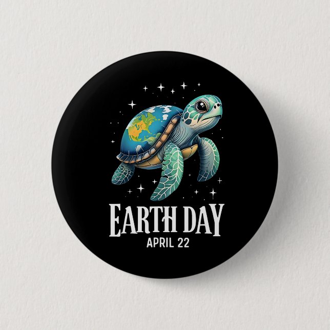 Earth Day 2025 Restore Earth Sea Turtle Art Spara  Knapp (Framsida)
