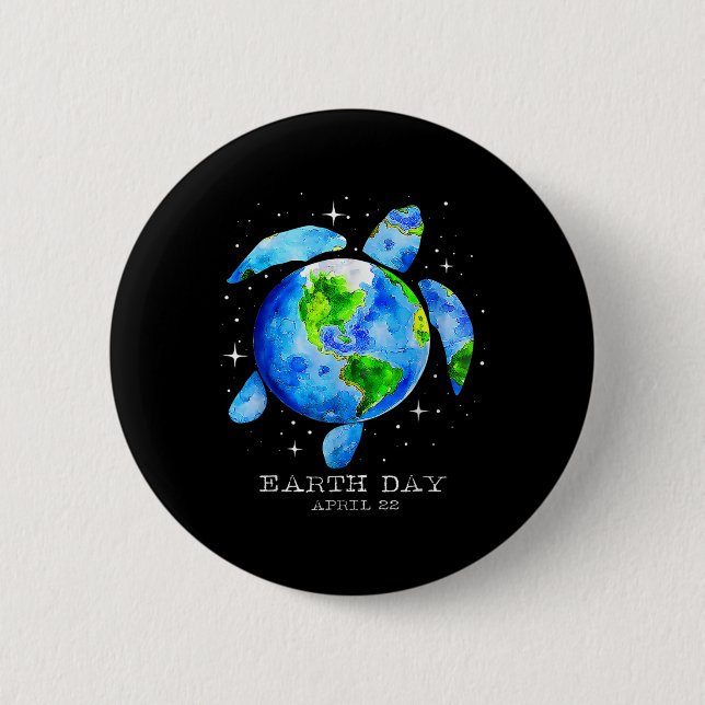 Earth Day 2025 Restore Earth Sea Turtle Art Spara  Knapp (Framsida)