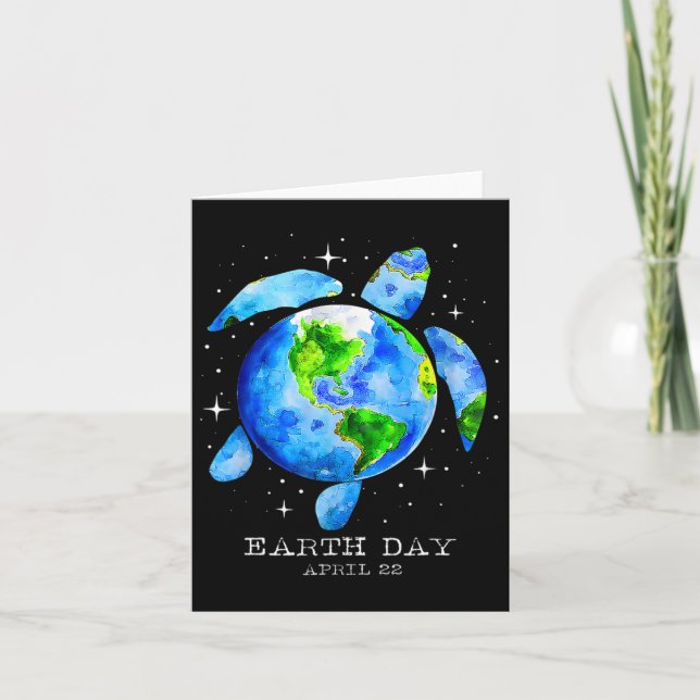 Earth Day 2025 Restore Earth Sea Turtle Art Spara  Kort (Framsida)