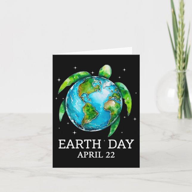 Earth Day 2025 Restore Earth Sea Turtle Art Spara  Kort (Framsida)