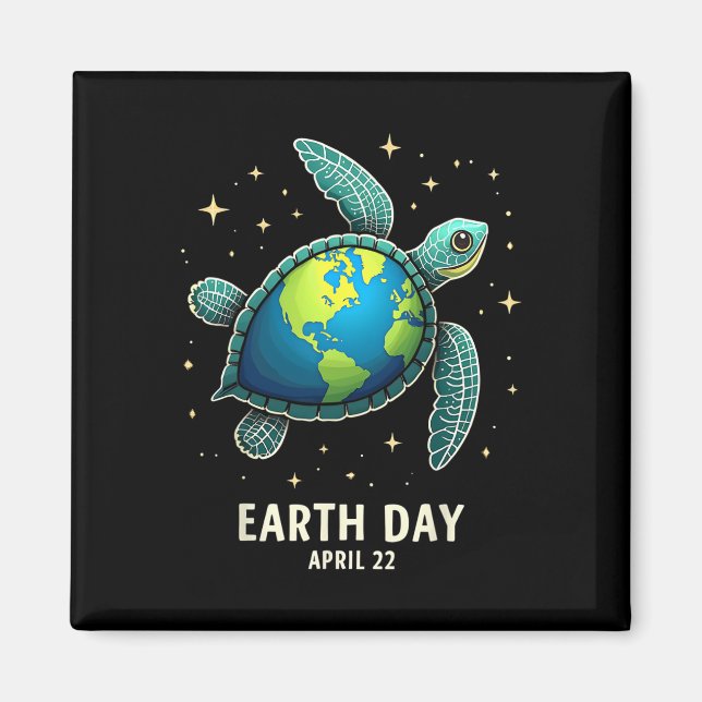 Earth Day 2025 Restore Earth Sea Turtle Art Spara  Magnet (Framsidan)