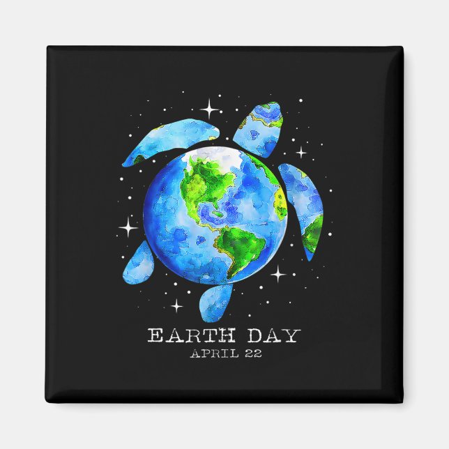 Earth Day 2025 Restore Earth Sea Turtle Art Spara  Magnet (Framsidan)