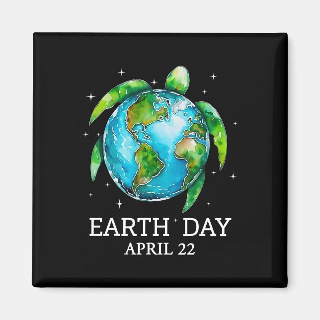 Earth Day 2025 Restore Earth Sea Turtle Art Spara  Magnet (Framsidan)