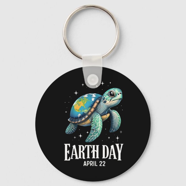 Earth Day 2025 Restore Earth Sea Turtle Art Spara  Nyckelring (Framsida)