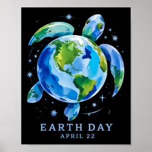 Earth Day 2025 Restore Earth Sea Turtle Art Spara Poster