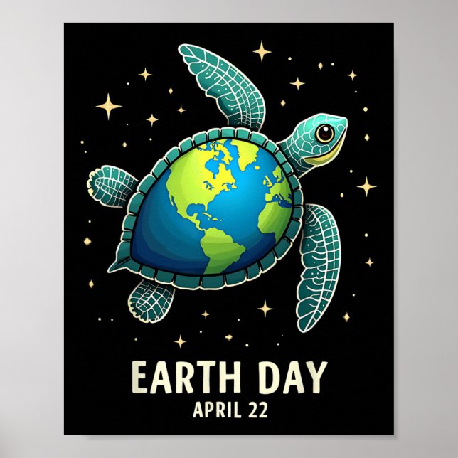 Earth Day 2025 Restore Earth Sea Turtle Art Spara  Poster (Framsidan)