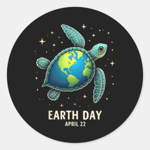 Earth Day 2025 Restore Earth Sea Turtle Art Spara  Runt Klistermärke