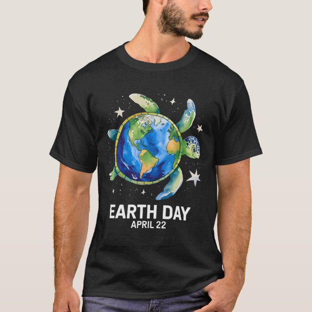 Earth Day 2025 Restore Earth Sea Turtle Art Spara  T Shirt (Framsida)