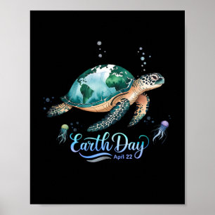 Earth Day 2025 Restore Earth Sea Turtle För barn M Poster