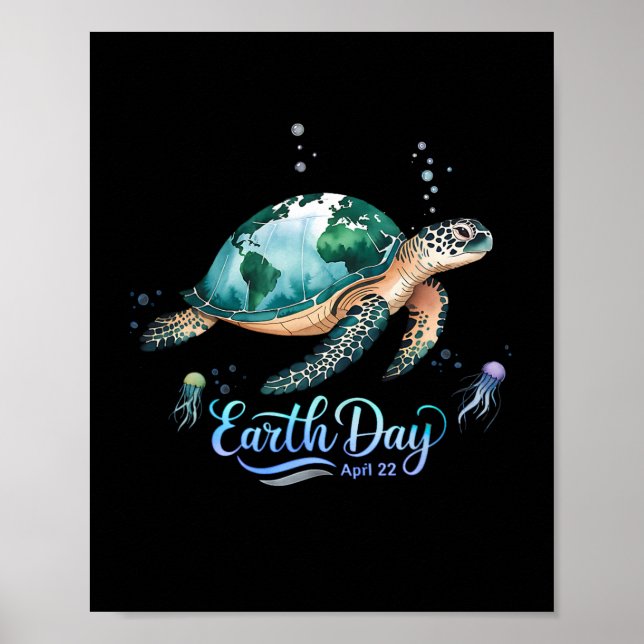 Earth Day 2025 Restore Earth Sea Turtle För barn M Poster (Framsidan)