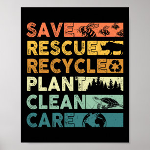Earth Day 2025 Spara Bees Rädding Animals Återvinn Poster