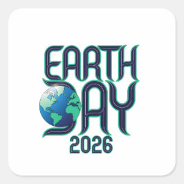 Earth Day 2026 | Modern Typography Eco Design Fyrkantigt Klistermärke