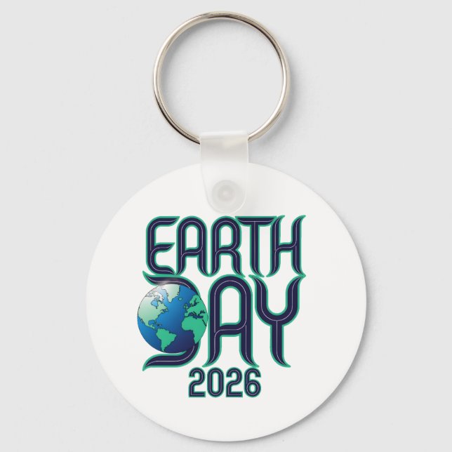 Earth Day 2026 | Modern Typography Eco Design Nyckelring (Framsida)