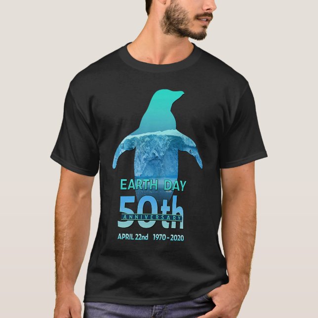 Earth Day 50th Anniversary Penguin Silhouette T Shirt (Framsida)