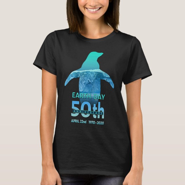 Earth Day 50th Anniversary Penguin Silhouette T Shirt (Framsida)