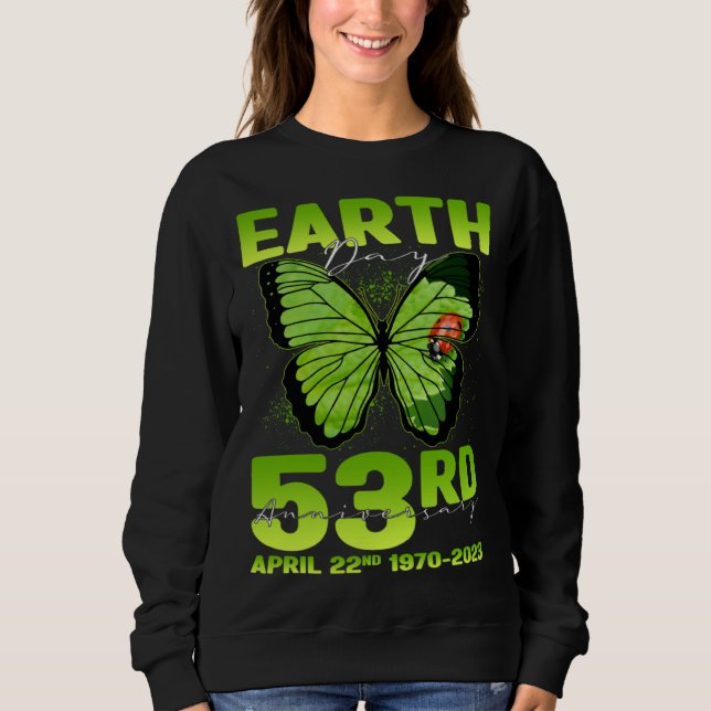 Earth Day 53rd Anniversary Silhouette Of Butterfly T Shirt (Framsida)